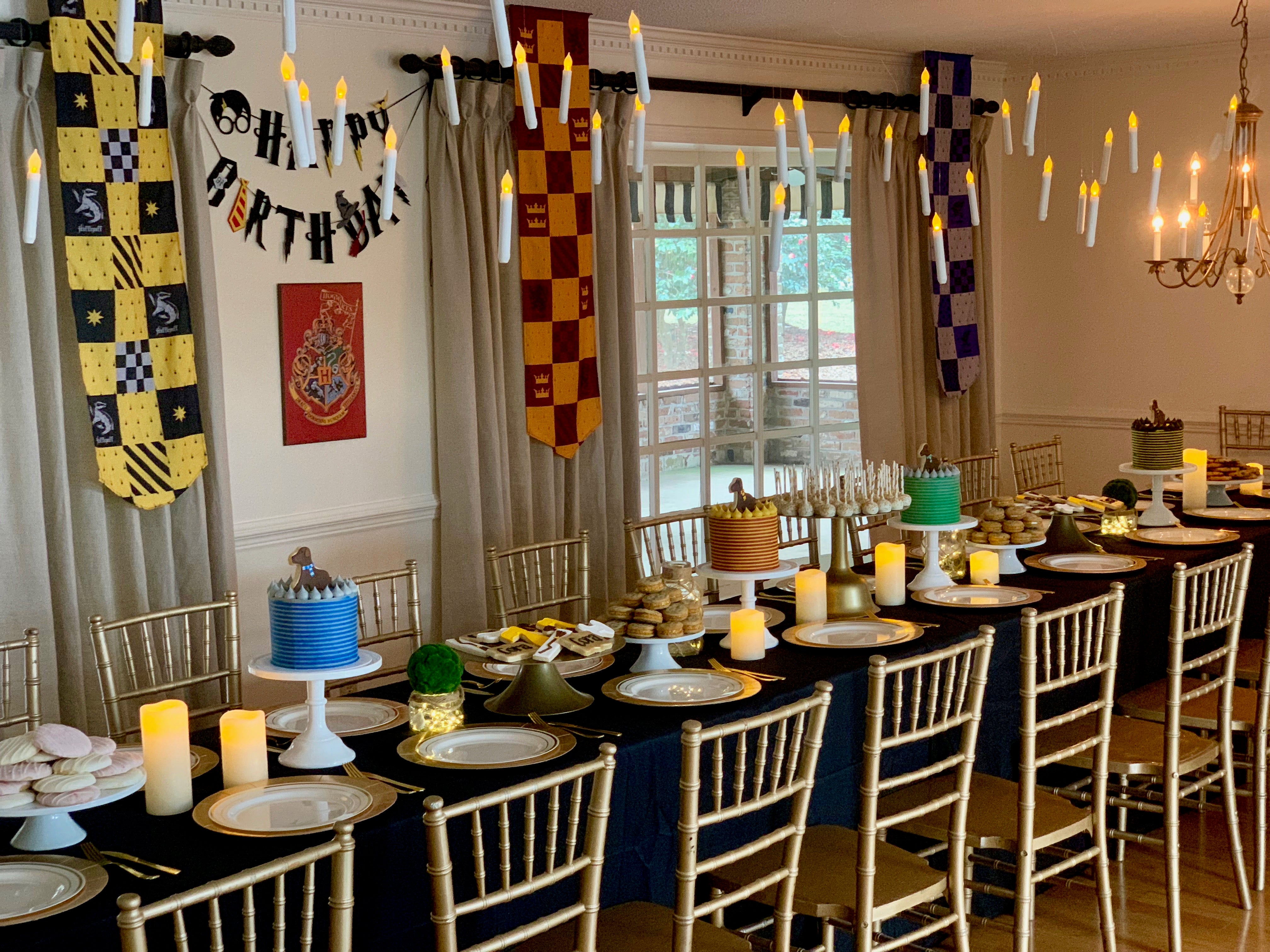Harry Potter Birthday Party Table with Floating Candles
