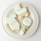 Sage Green Baby Shower Sugar Cookies - Gourmet Gift Box