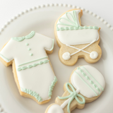 Sage Green Baby Shower Sugar Cookies - Gourmet Gift Box