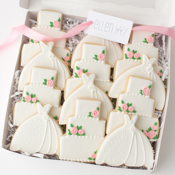 WEDDING DRESS & CAKE Sugar Cookie Gift Box (12 ct)