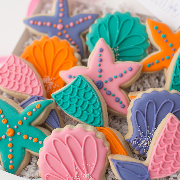 Mermaid Cookies (24 ct) | Hand-Decorated Cookie Gift Box