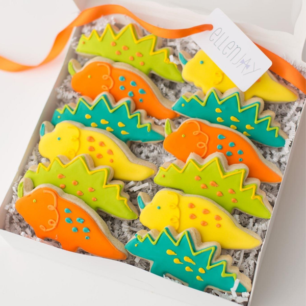 Dinosaur Cookies (24 ct) | Hand-Decorated Cookie Gift Box