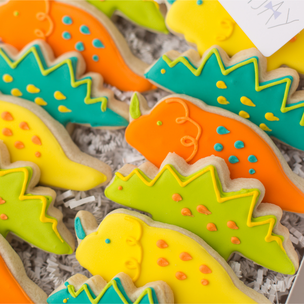 Dinosaur Cookies (24 ct) | Hand-Decorated Cookie Gift Box