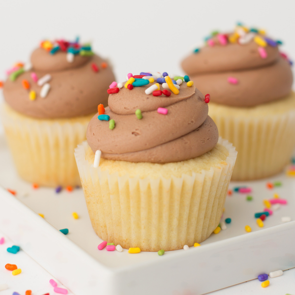 Vanilla with Chocolate Buttercream Cupcakes (24ct) - LOCAL PICKUP ONLY
