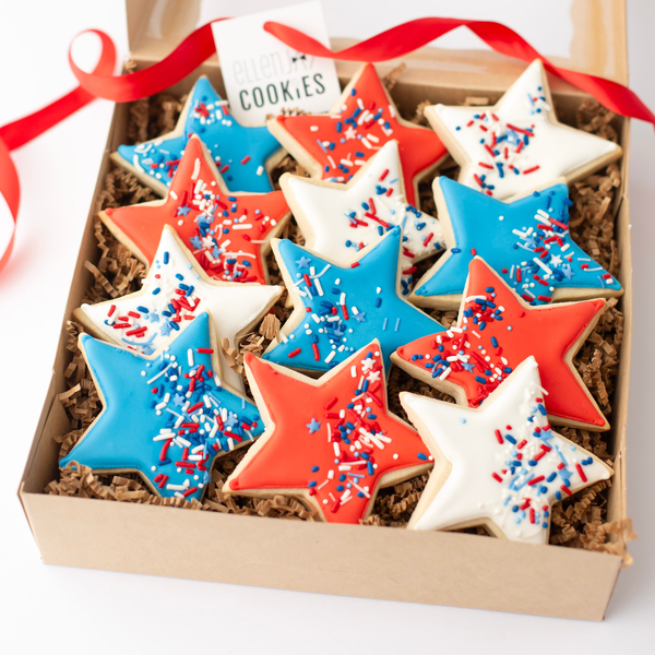 4th of July Sugar Cookies - Patriotic Stars Gift Box
