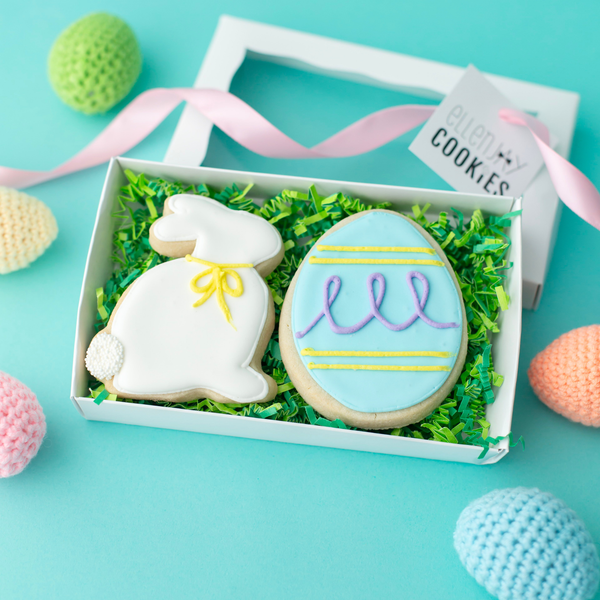 Easter Bunny & Blue Egg Cookie Duo (2ct) – Sugar Cookie Gift Box