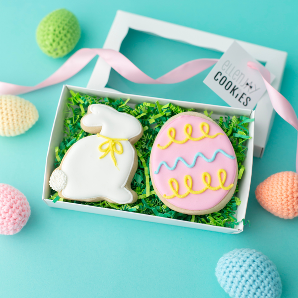 Easter Bunny & Pink Egg Cookie Duo (2ct) – Sugar Cookie Gift Box
