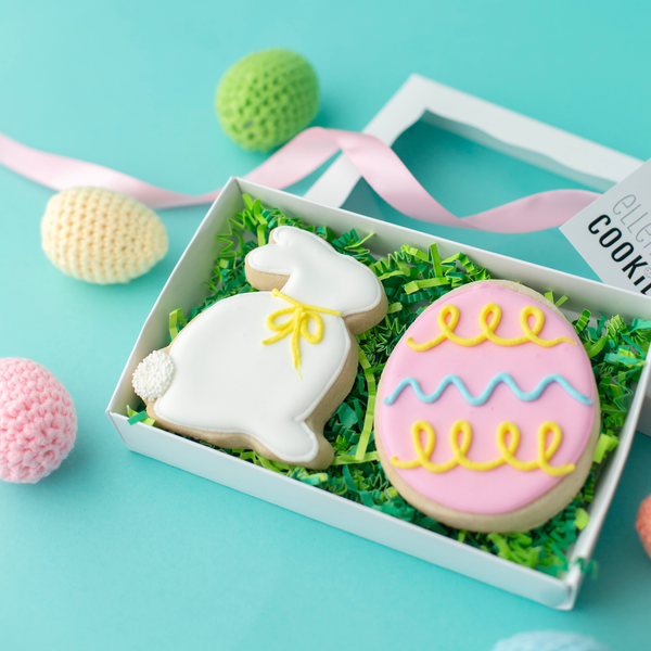 Easter Bunny & Pink Egg Cookie Duo (2ct) – Sugar Cookie Gift Box