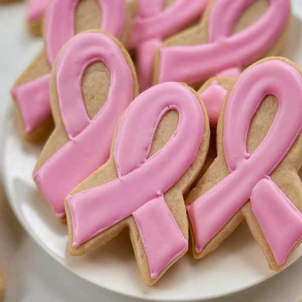 Breast Cancer Awareness Pink Ribbon Sugar Cookie Gift Box (12 ct)